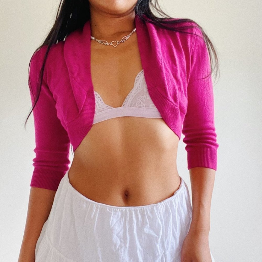 Moda International Silk Cardigan Size Small magenta pink